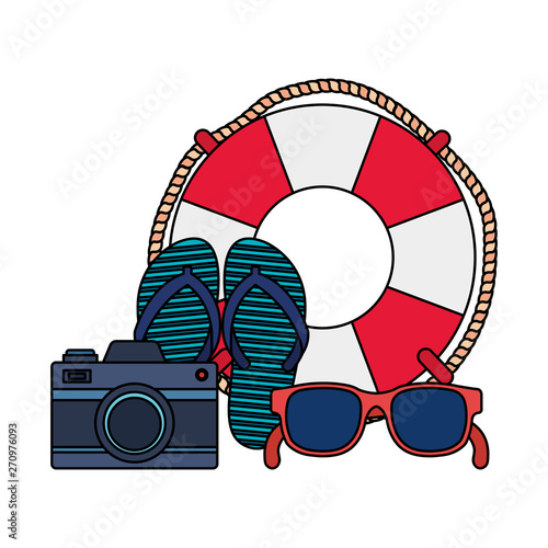 summer flip flops with camera and float