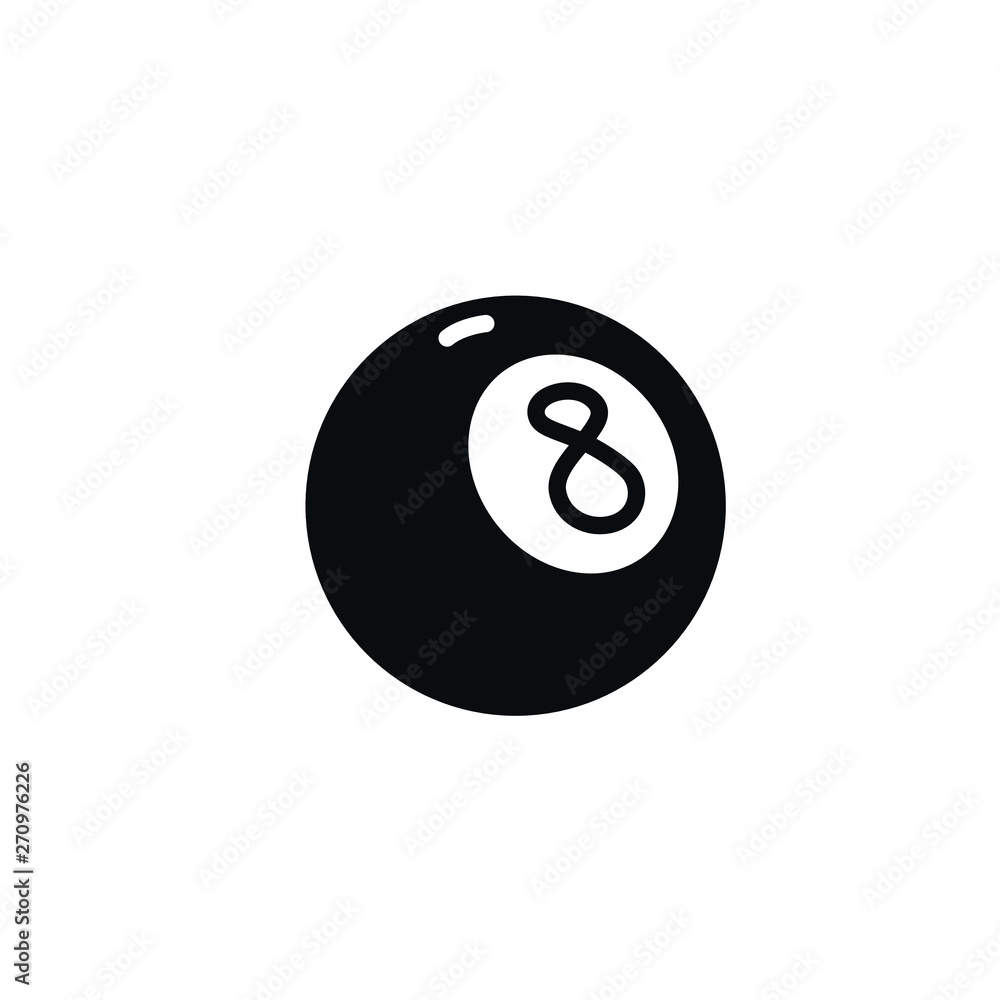 Number eight billiard ball icon. Vector. Illustration of a magic ball.  Cartoon sign, symbol. Stock Vector | Adobe Stock