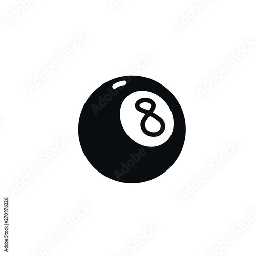 Number eight billiard ball icon. Vector. Illustration of a magic ball. Cartoon sign, symbol.