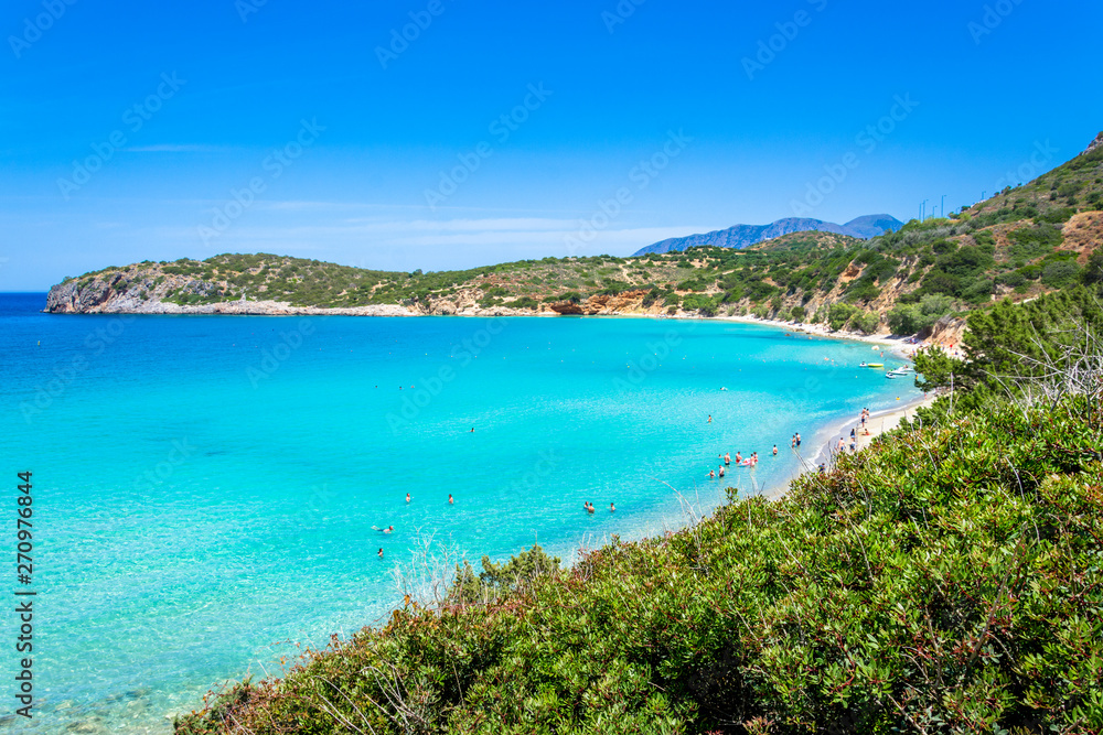 Tropical beach of Voulisma beach, Istron, Crete, Greece.