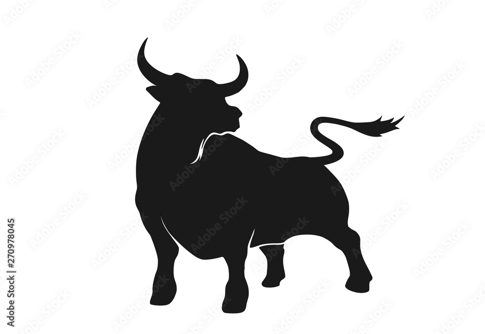 Fototapeta premium bull silhouette icon. strength and perseverance symbol. vector image of animal