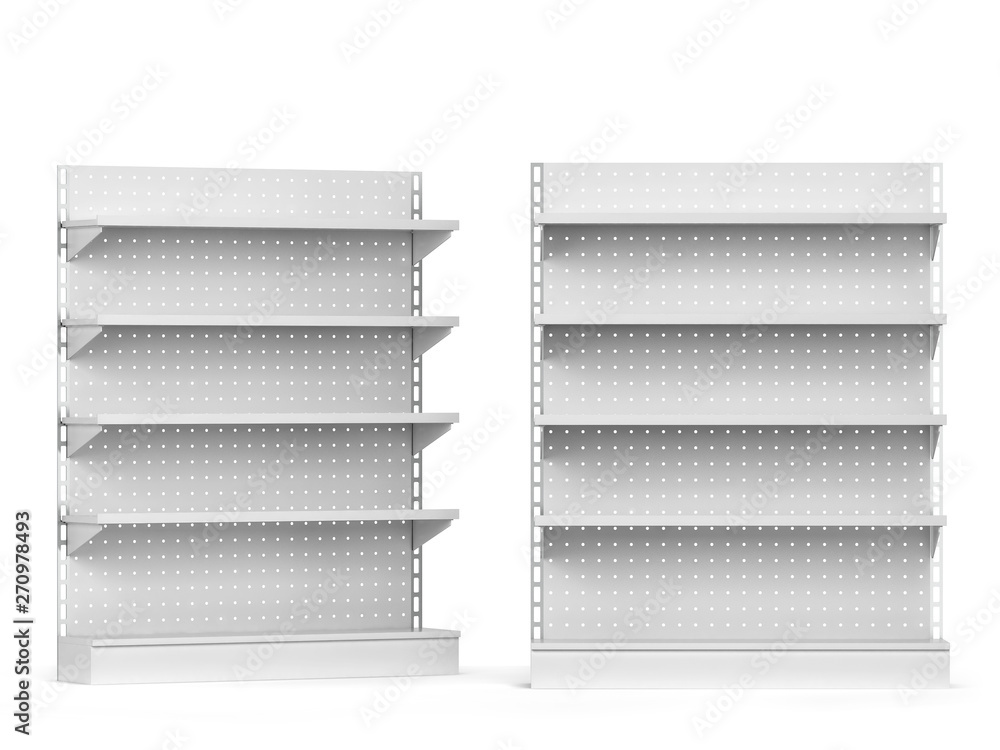 Empty market shelves mockup Empty market shelves mockup