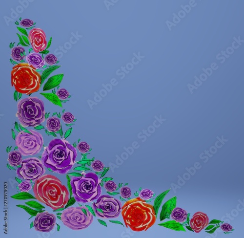 rose watercolor business card pattern postcard © Lana