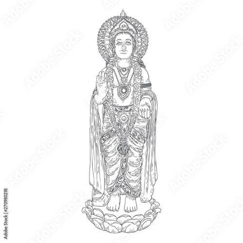 Lord Murugan classic statue drawing, God of war, son of Shiva and Parvati  also known as Skanda. Vector. Stock Vector | Adobe Stock