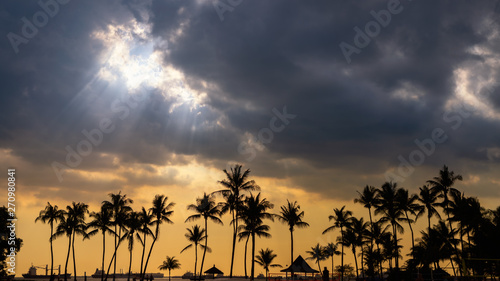 Sunset view from Sentosa Beach, Tanjong Beach, Singapore photo