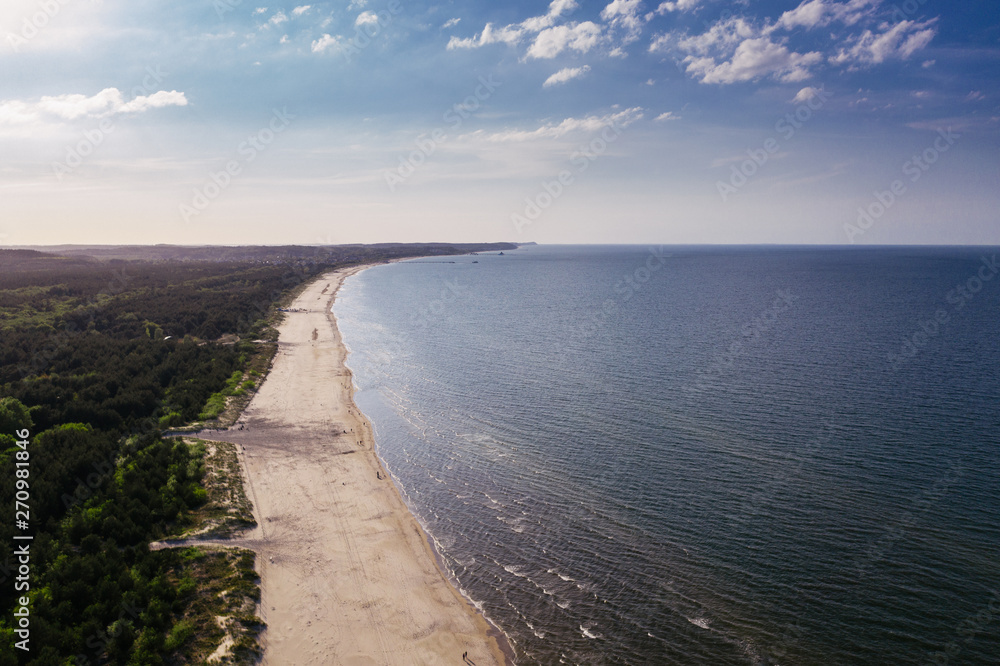 Aerial view of the baltic sea coastline, northern Germany/Poland.