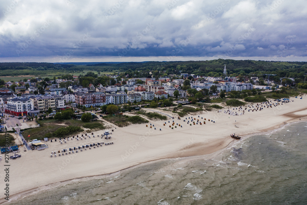 Coastline of the Sandy Baltic Sea beach in northern Germany.