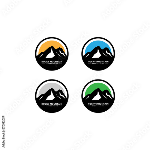Set of mountain and outdoor adventures logo mountain labels and design elements