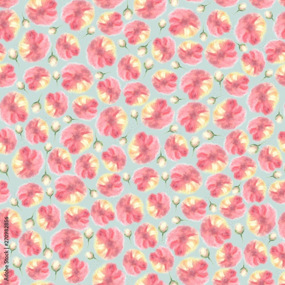 Fototapeta premium Water color floral seamless texture, blur flower