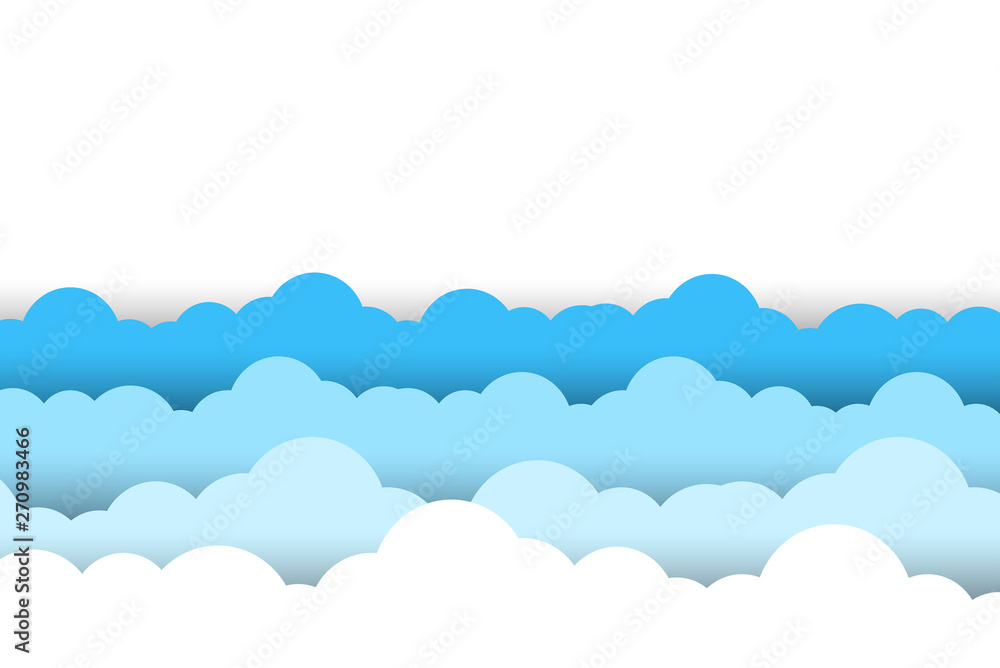 Blue Sky White Clouds Border White Background