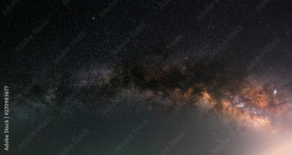The space of the universe. Beautiful panoramic view of the Milky Way galaxy.