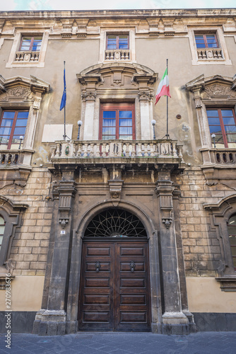 City Hall budiling (so called Elephants Palace) in Catania, Sicily Island of Italy