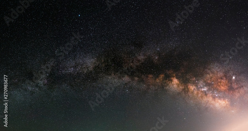 The space of the universe. Beautiful panoramic view of the Milky Way galaxy.