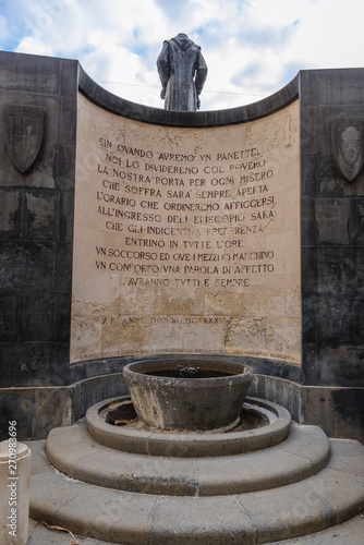 Cardinal Giuseppe Dusmet statue in Catania on the island of Sicily, Italy photo