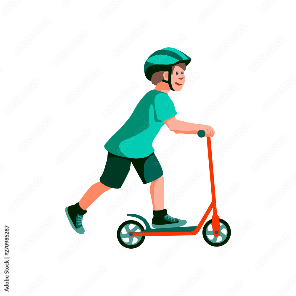 Boy rides a scooter Boy rides a scooter