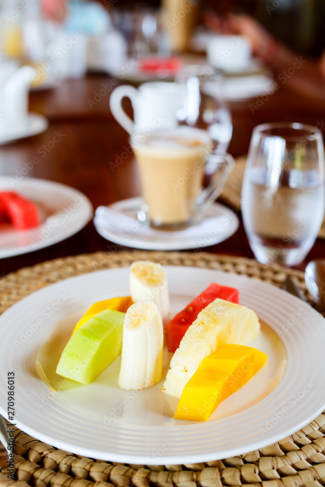 Breakfast with fresh fruits