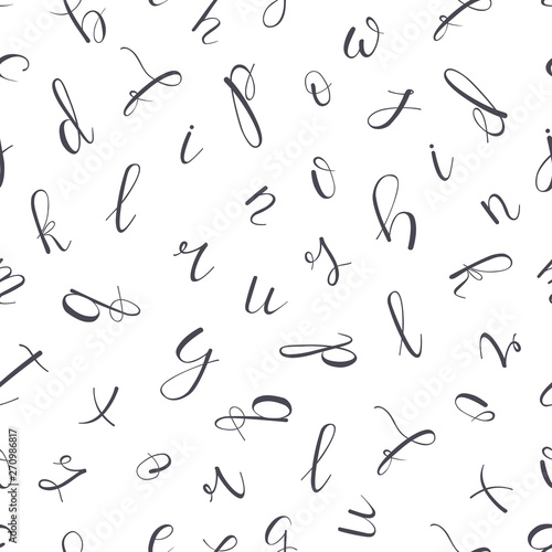 Alphabet on white background. Seamless texture. Hand drawn vector illustration. © Irina Mel