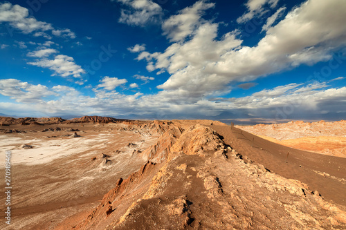 View on Valle de la Luna. Atacama desert. Chile. South America. The photo does not contain posterization and noise. It is clay dust and sand. Soft focus