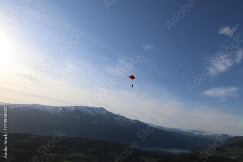 Wingsuit skydiving over Norway