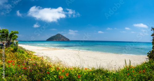 Fototapeta Naklejka Na Ścianę i Meble -  Landscape with amazing Paradise Beach on Thassos, Aegean Sea, Greece