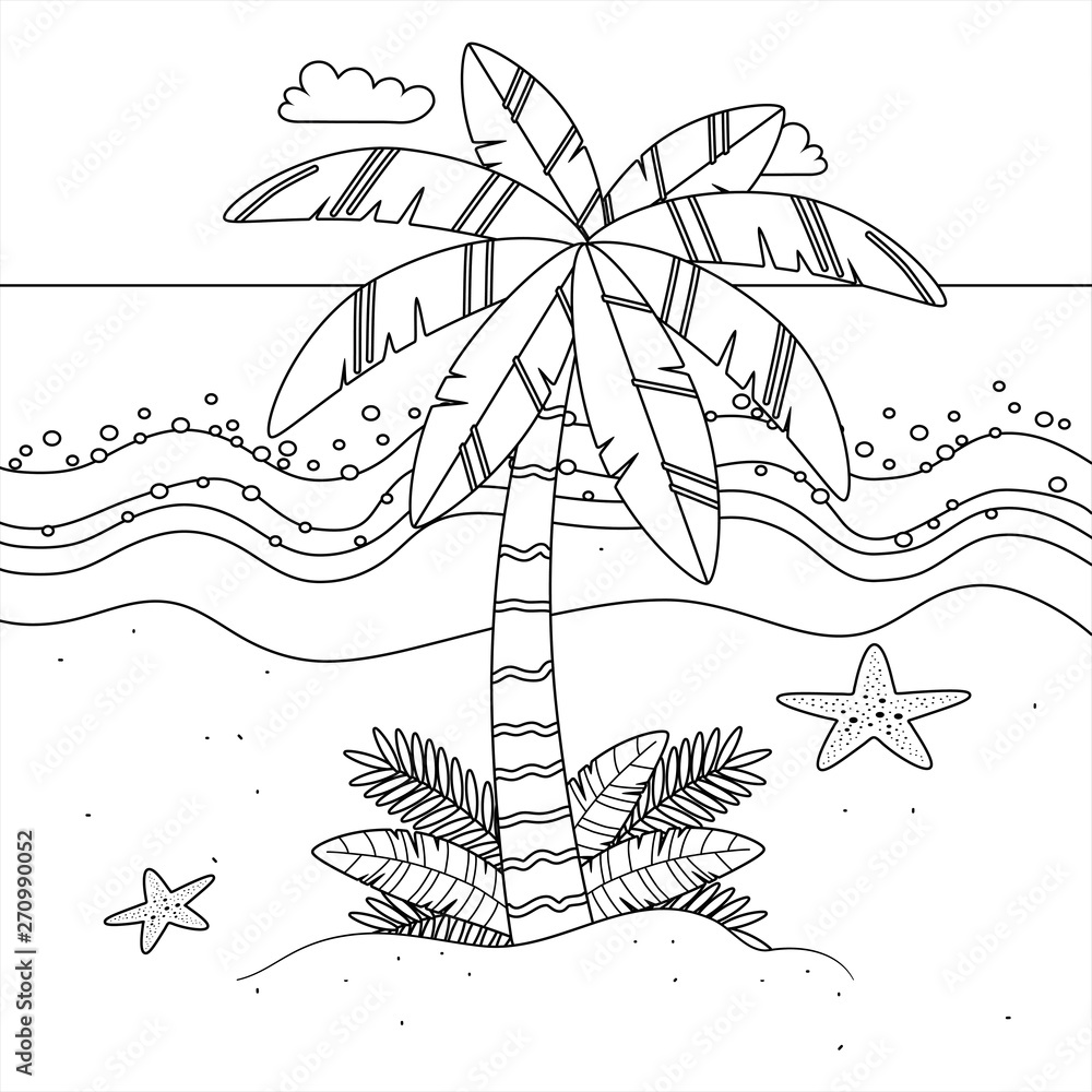 Naklejka Palm tree of summer season design vector illustration