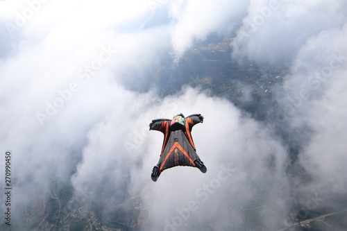 Wingsuit skydiving over Norway
