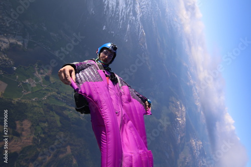 Wingsuit skydiving over Norway