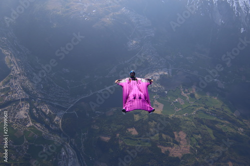 Wingsuit skydiving over Norway