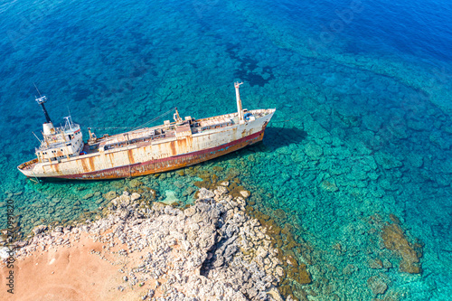фотографія Shipwreck view from drone