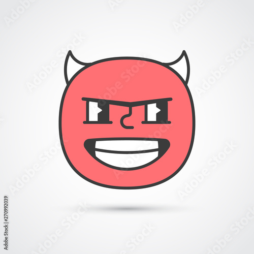 Bad guy emoji face with big eyes. Vector eps10