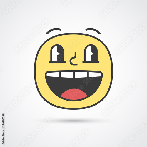 Happy emoji face with big eyes. Vector eps10