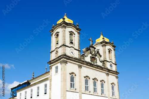 Igreja de Nosso Senhor do Bonfim, a catholic church located in Salvador, Bahia in Brazil. Famous touristic place where people make wishes while tie the ribbons in front of the church.