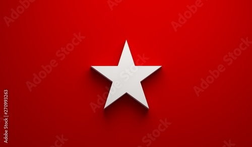 White Star Symbols in red background. 3D Render Illustration