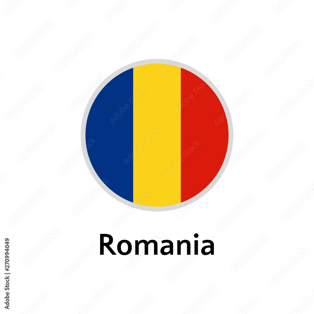 Fototapeta premium Romania flag round flat icon, european country vector illustration