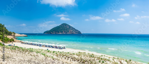 Landscape with amazing Paradise Beach on Thassos, Aegean Sea, Greece