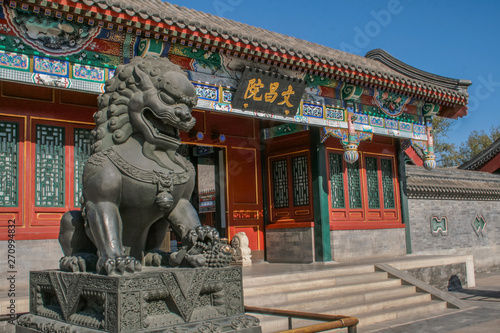 Lion Stadue (Lieft), Front gate of WenChengYeun 文昌院, Summerpalace, Beijing, China
