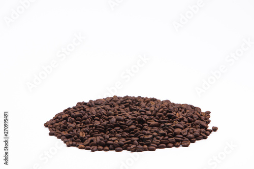 A group of roasted coffee beans isolated