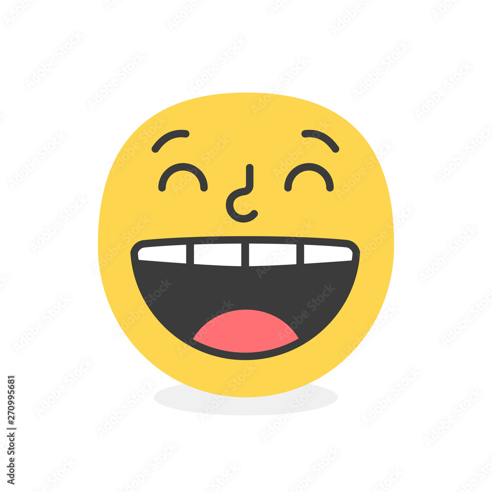 Trendy laugh emoji smile. Vector eps10 illustration Trendy laugh emoji smile. Vector eps10 illustration