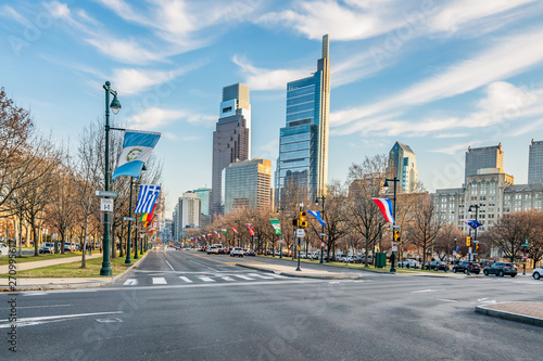 Slika na platnu Philadelphia, Pennsylvania, USA - December, 2018 - Benjamin Franklin Parkway