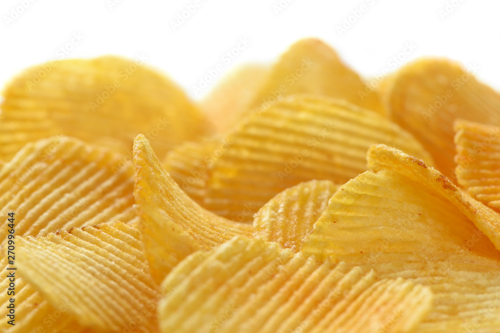 Golden wavy potato chips. Golden wavy potato chips.