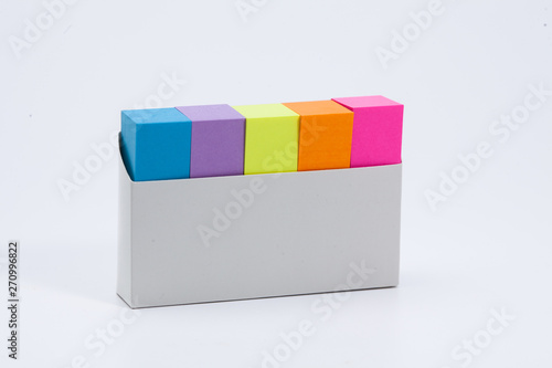 5 Color sticky post notes isolated on white 