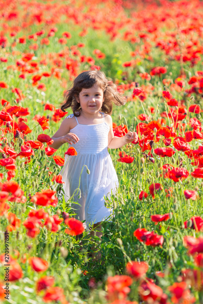 child girl with hat in a flower field child girl with hat in a flower field