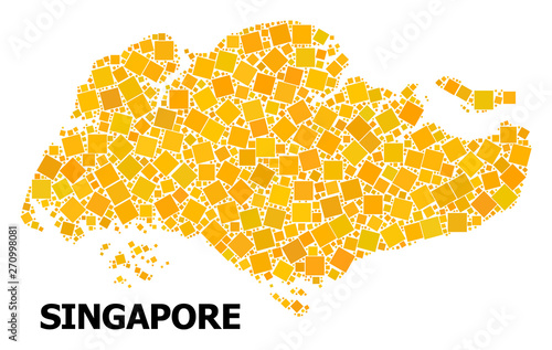Golden Rotated Square Pattern Map of Singapore