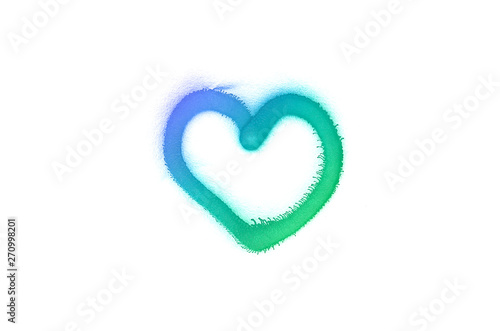 Graffiti heart sign sprayed on white isolated background