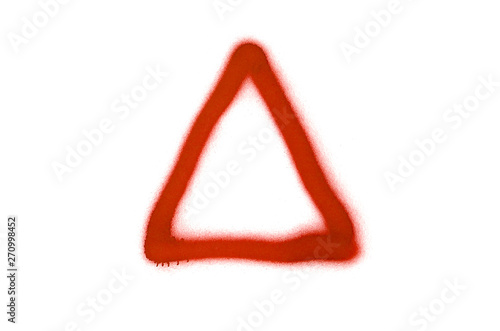Graffiti triangle sign sprayed on white isolated background