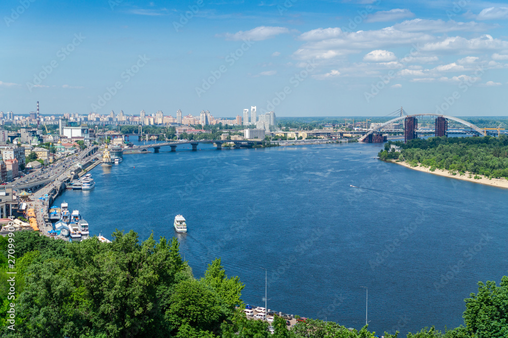 Beautiful panoramic view on Postal Square and Dnieper river in Kiev.
