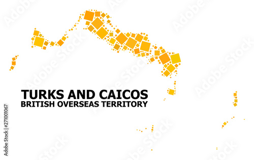 Gold Rotated Square Mosaic Map of Turks and Caicos Islands