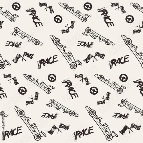 Retro auto seamless. Vintage car pattern background. Automotive theme wallpaper in silhouette style. Stock vector illustration isolated.