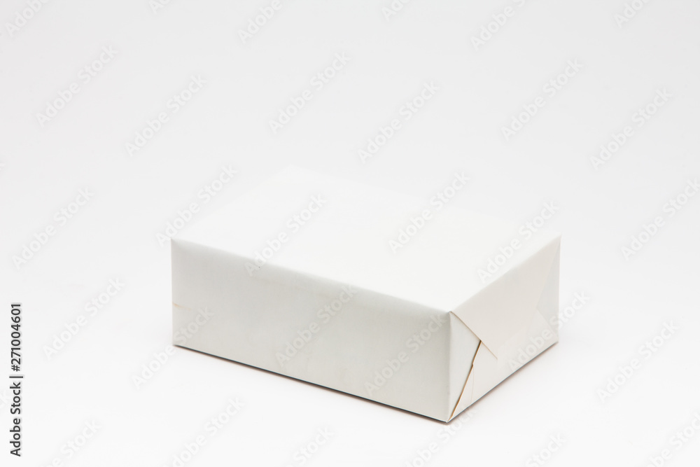 White paper gift box on isolated background White paper gift box on isolated background
