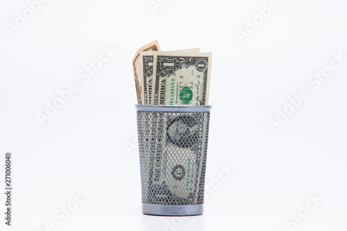  Dollars in Basket over white background 